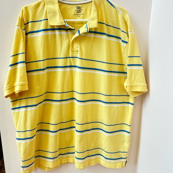 Faded Glory Other - Faded Glory Yellow and Blue Striped Polo Shirt